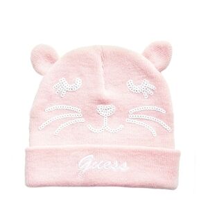 NEW GUESS Pink Cat Sequin Girls Beanie